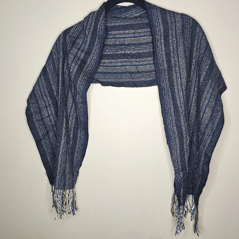 Unisex Blue Gray And Black Scarf